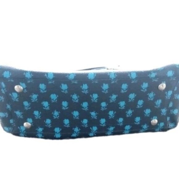 Like New Coach Badlands Margot Blue Navy Floral Satchel Carryall Women Purse Bag - Picture 4 of 15